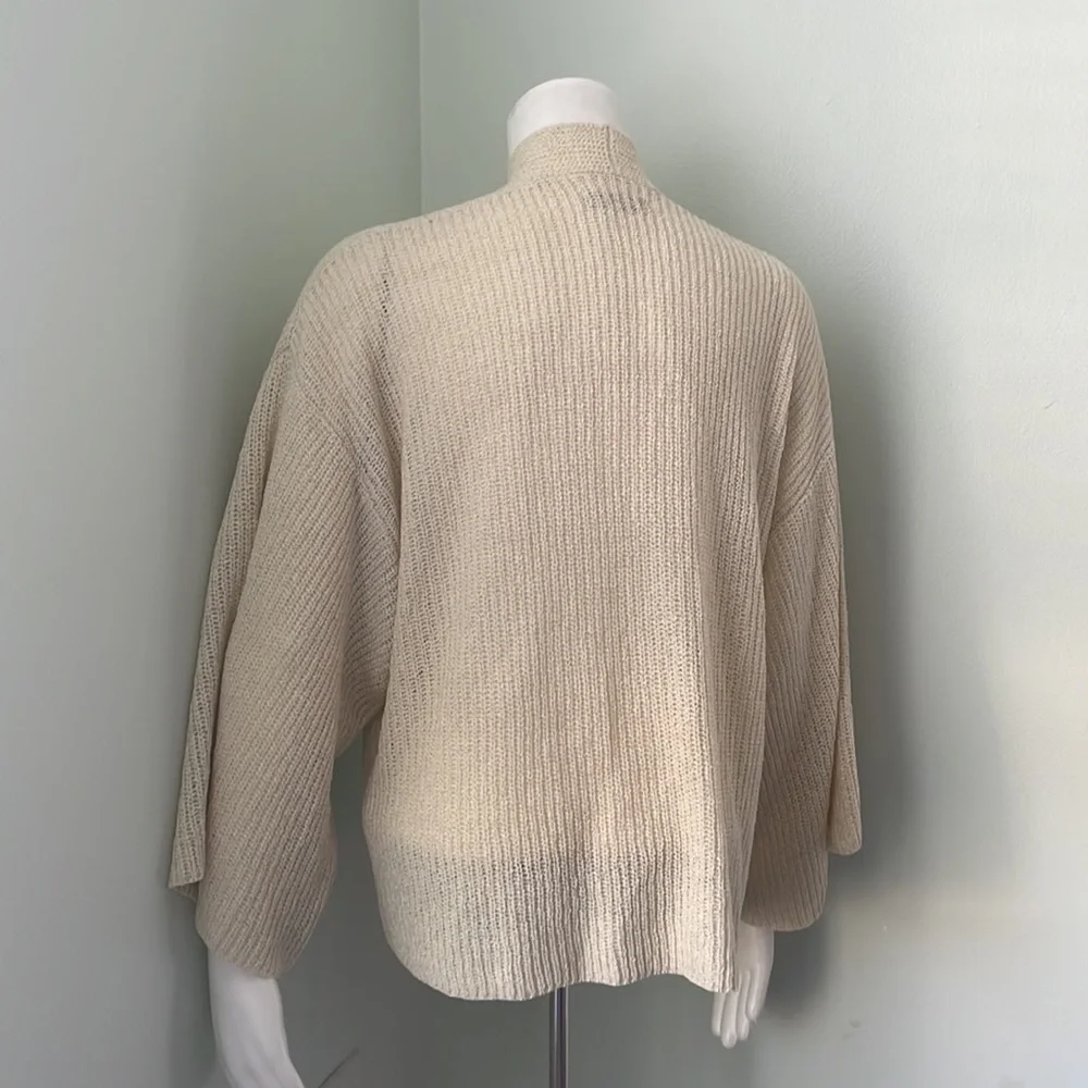ANTHROPOLOGIE cream open weave loose kimono cardigan with wide sleeves one size